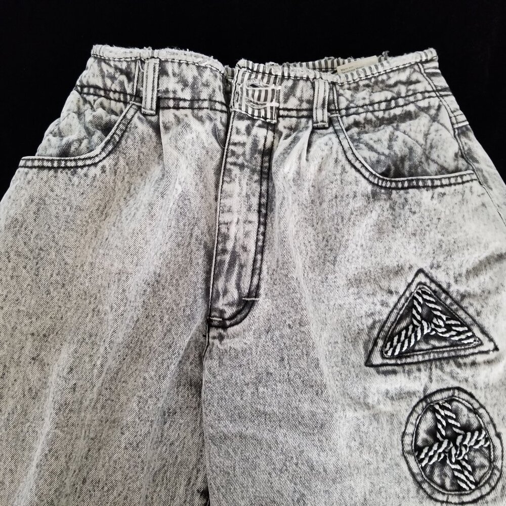 Vintage 1980's  - Major Damage Jeans - Size 28 - Retro Rope Accents and Details